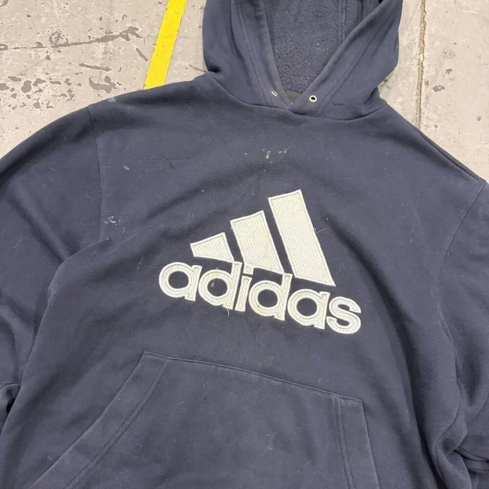 Y2K 2000’s Adidas Navy Blue Hoodie Men’s Size Small